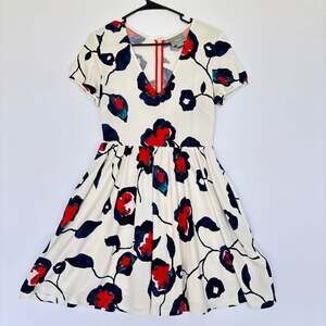 Maeve Floral Print V-Neck‎ Fit and Flare Dress Size Small